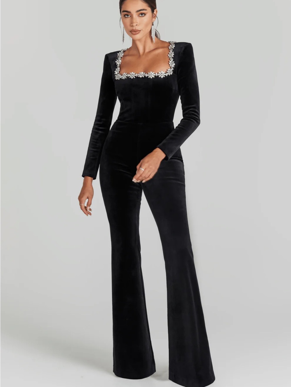 [Never Worn] Nadine Merabi Kimberly Black Velvet Jumpsuit
